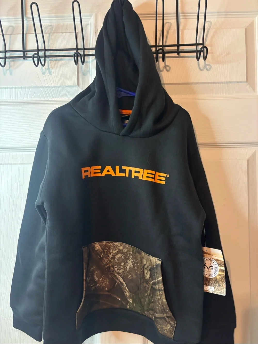 Kids Realtree Black and Camo Hoodie Size 7/8